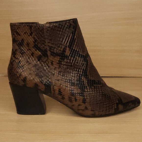 Kensie Brown Black Snake Print Ankle Boots 6.5 - Picture 1 of 7
